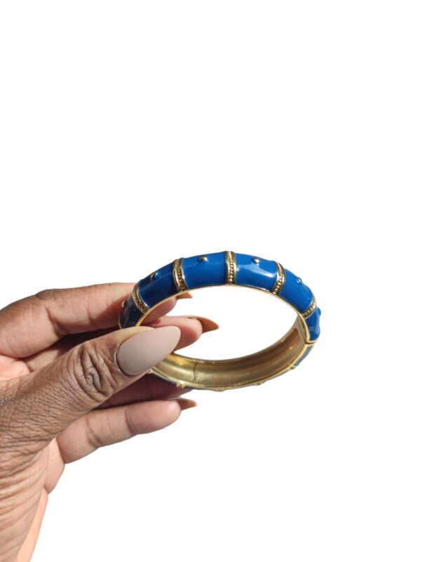 BRACELET JONC ÉMAIL BLEU DORÉ