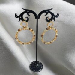 Boucles d'oreilles perles dorées et marron